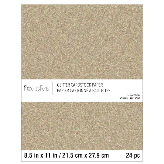 Champagne Glitter 8.5&#x22; x 11&#x22; Cardstock Paper by Recollections&#x2122;, 24 Sheets